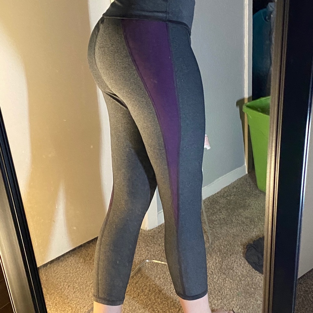 Grey and Purple 7/8 Leggings